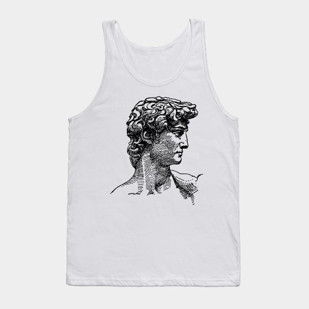 Michelangelo's David Greek Head Mythology Vintage Illustration Line Art Tank Top by Aesthetic shirts  